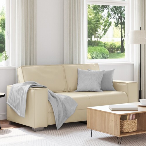 vidaXL Dvosjed Sofe Krem 140 cm Umjetna koža