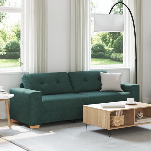 vidaXL Sofa za tri osobe, tamno zelena, 180 cm, tkanina