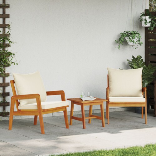 vidaXL 3-dijelni Bistro Set s Jastucima od Masivnog Drva Akacije