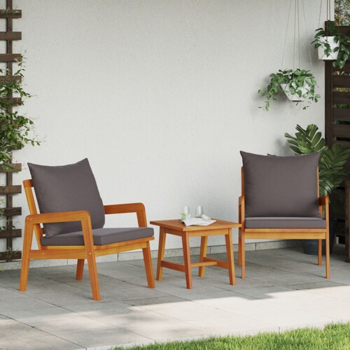 vidaXL 3-dijelni Bistro set s jastučićima od čvrstog drva akacije