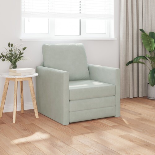 vidaXL Sofa na ravnanju - Convertible Baršun 74x77x81 cm Svjetlosiva