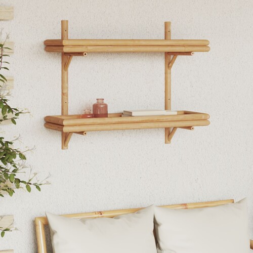 vidaXL Zidna polica 2-nivoa 75x26x60 cm Bambus