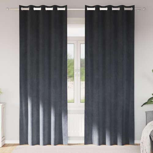 vidaXL Zastore za zamračivanje s okcima 2 kom Light Grey Baršun