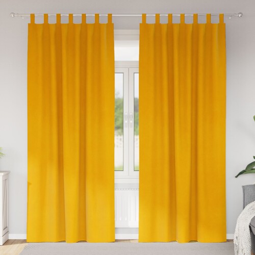vidaXL Zastore za tamnjenje s petljama 2 kom Mustard žuti baršun
