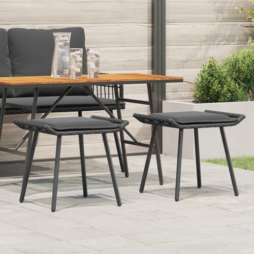 vidaXL Vrtni stolci 2 kom Crni 50x40x45 cm Poliratan