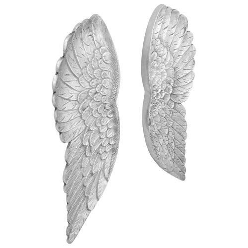 vidaXL Mala skulptura krila Srebrna 17x5x59 cm Aluminij