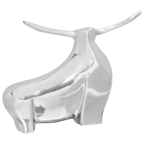 vidaXL Skulptura bika Srebrna 37x44x17 cm Aluminium
