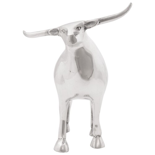 vidaXL skulptura bika srebrna 20x17x23 cm aluminij