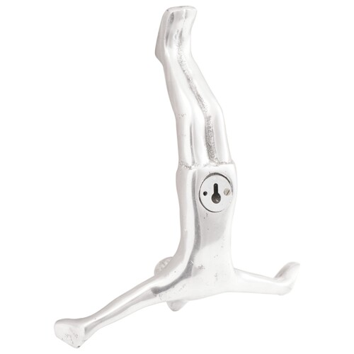 vidaXL Skulptura Srebrna 22x8x25 cm Aluminijski Padajući Čovjek