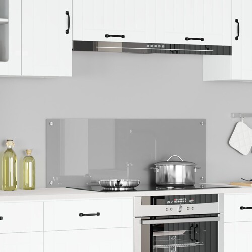 vidaXL Kuhinjski Backsplash Svjetlosiva 110x40x0,6 cm Kaljeno Staklo