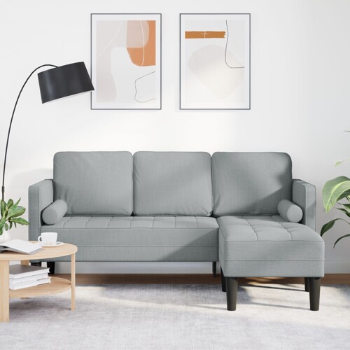 vidaXL Kutna Soha 3-sjedalna Svjetlosiva 160 cm Tkanina