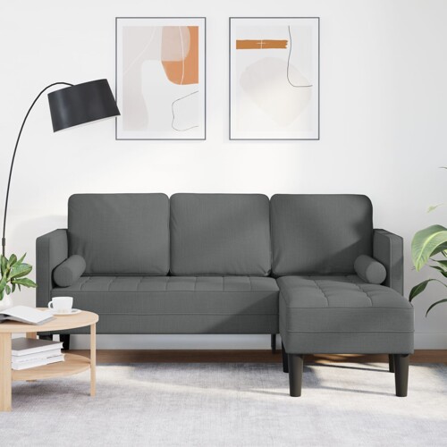 vidaXL Kutna sofra za tri osobe Tamno siva 160 cm Tkanina
