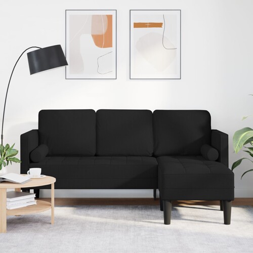 vidaXL 3-sjedalna L-sofa Crna 160 cm Tkanina