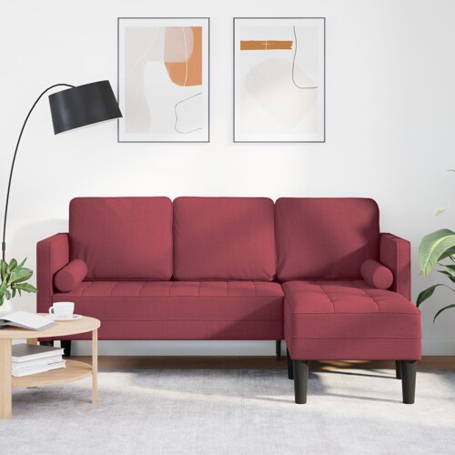 vidaXL Garnitura u obliku slova L za 3 osobe bordo 160 cm tkanina