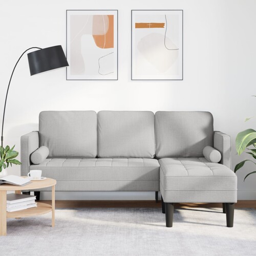 vidaXL 3-sjedalna kutna sofa u oblaku siva 160 cm tkanina