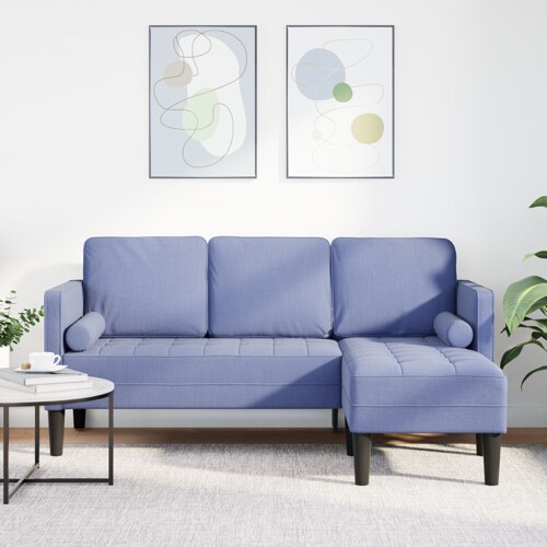 vidaXL trosjed L-oblik plave boje od jeansa 160 cm tkanina