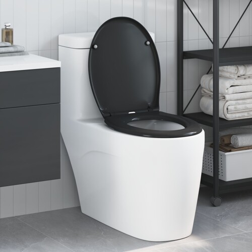 vidaXL Brzo Otpuštanje WC daske s Tihim Zatvaranjem Duroplast Crna
