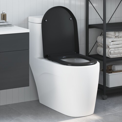 vidaXL Brzo Otpuštanje WC Sjedalo s Mekom Zatvorenom Duroplast Crno