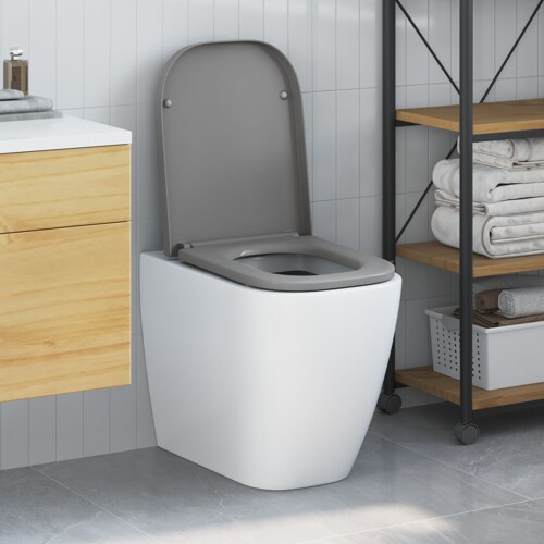 vidaXL Brza oslobađajuća WC daska s mekim zatvaranjem Duroplast Siva