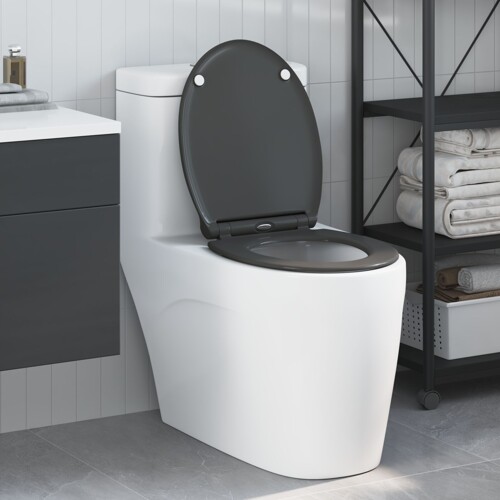 vidaXL Brzo otpuštanje WC školjke s mekim zatvaranjem Duroplast Antracit
