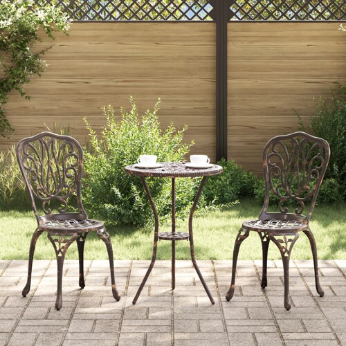vidaXL 3-dijelni bistro set za vrt od brončanog lijevanog aluminija