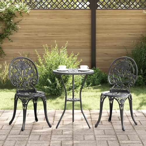 vidaXL 3-dijelni vrtni bistro set crni lijevani aluminij
