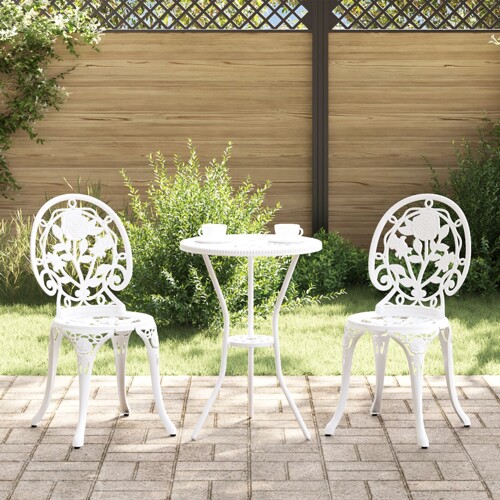 vidaXL 3-dijelni vrtni bistro set bijeli lijevani aluminij