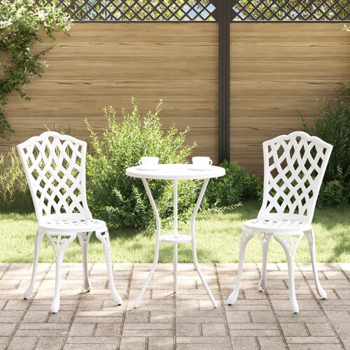 vidaXL vrtni bistro set od 3 dijela, bijeli, lijevani aluminij