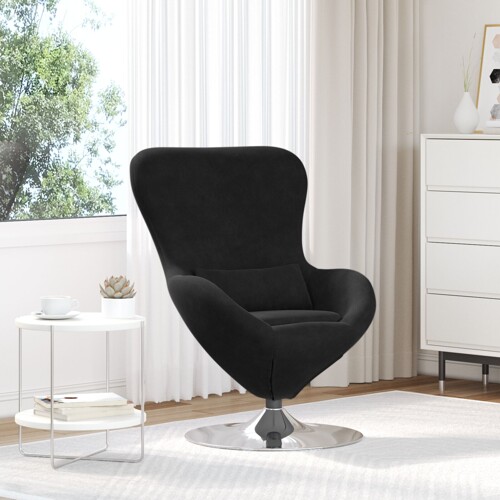 vidaXL Jaje Fotelja Crni Velvet