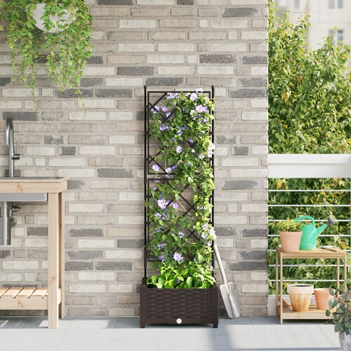 vidaXL Vrtni saksija s rešetkom smeđa 40x40x125,5 cm
