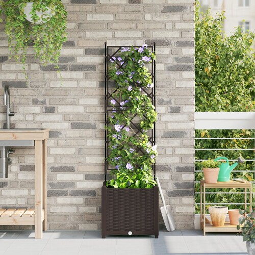 vidaXL Vrtni saksija s rešetkom smeđa 40x40x143 cm