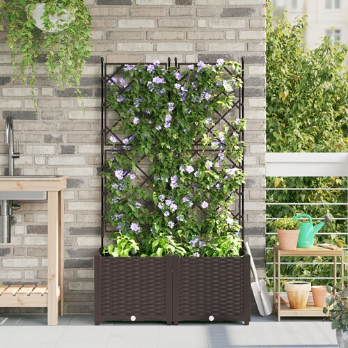 vidaXL Vrtlarska posuda s rešetkom 2 kom smeđa 80x40x143 cm