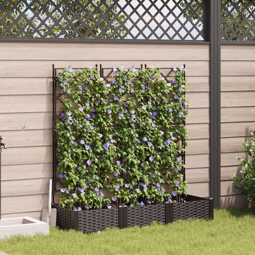 vidaXL Vrtna saksija s rešetkom 3 kom smeđa 120x40x125,5 cm