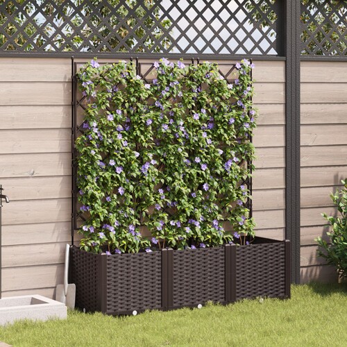vidaXL Vrtni saksija s rešetkom 3 kom smeđa 120x40x143 cm