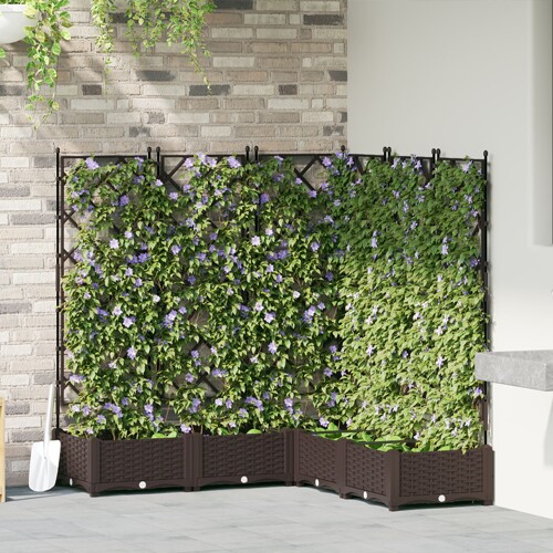 vidaXL Vrtni saksija s rešetkom 5 kom smeđa 120x120x125,5 cm