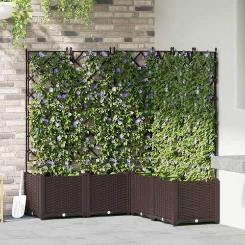 vidaXL Vrtni saksija s rešetkom 5 kom smeđa 120x120x143 cm
