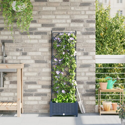 vidaXL Vrtni sazid s rešetkom Siva 40x40x125,5 cm