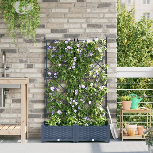 vidaXL Vrtna Sadičica s Rasporedom 2 kom Siva 80x40x125,5 cm