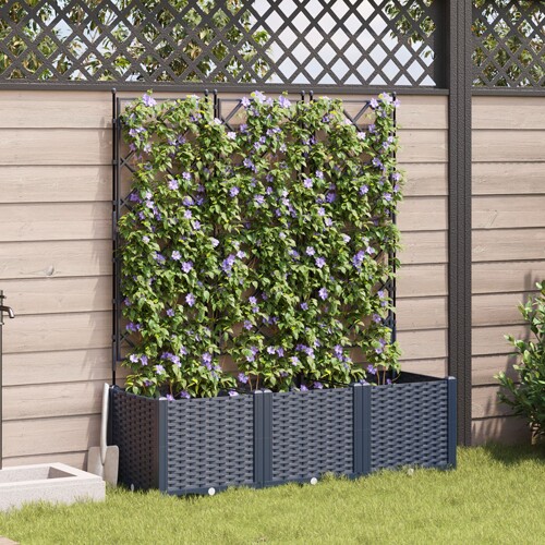 vidaXL Vrtna posuda s rešetkom 3 kom sive 120x40x143 cm