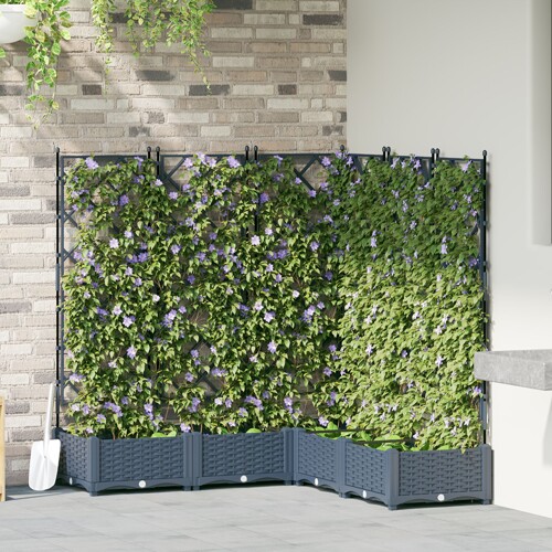vidaXL Vrtna saksija s rešetkom 5 kom Siva 120x120x125,5 cm