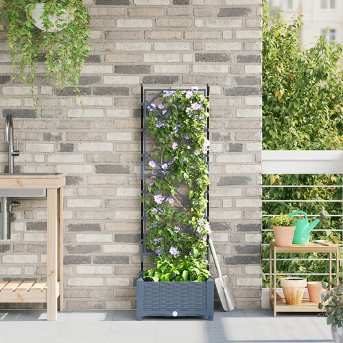 vidaXL Vrtni Sadič s Rešetkom Svjetlosiva 40x40x125,5 cm