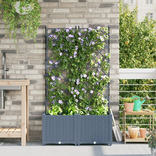 vidaXL Vrtni saksija s rešetkom 2 kom Svjetlosiva 80x40x143 cm