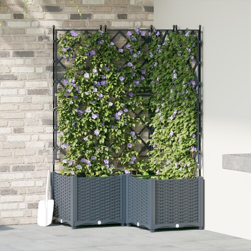 vidaXL Vrtni saksija s rešetkom 3 kom Svjetlosiva 80x80x143 cm