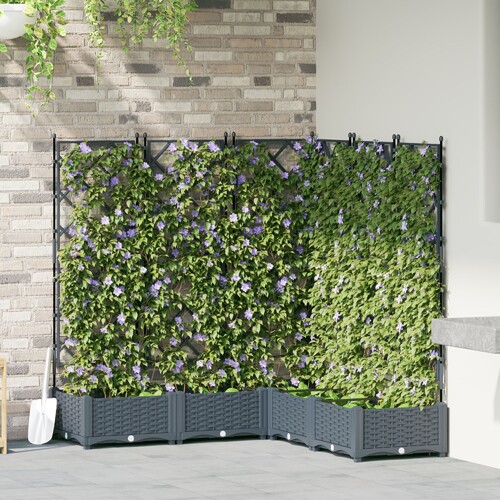 vidaXL Vrtni saksija s rešetkom 5 kom Svjetlosiva 120x120x125,5 cm