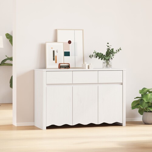 vidaXL Sideboard \\"\\"DRAMMEN\\"\\" Bijela 114x43x75,5 cm Čvrsto drvo bor