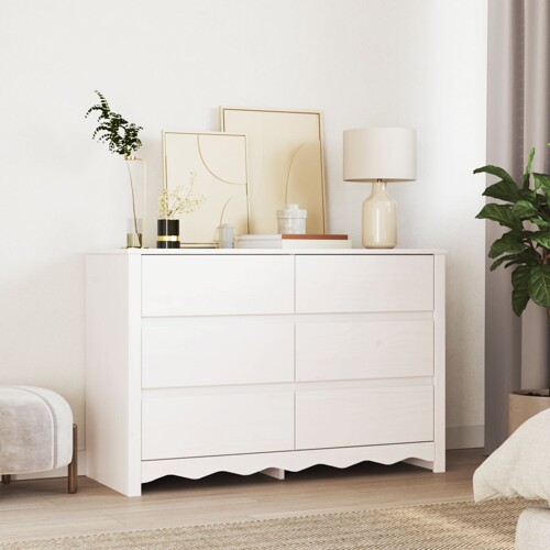 vidaXL Komoda \\"\\"DRAMMEN\\"\\" Bijela 111x43x73,5 cm Čvrsto drvo bor