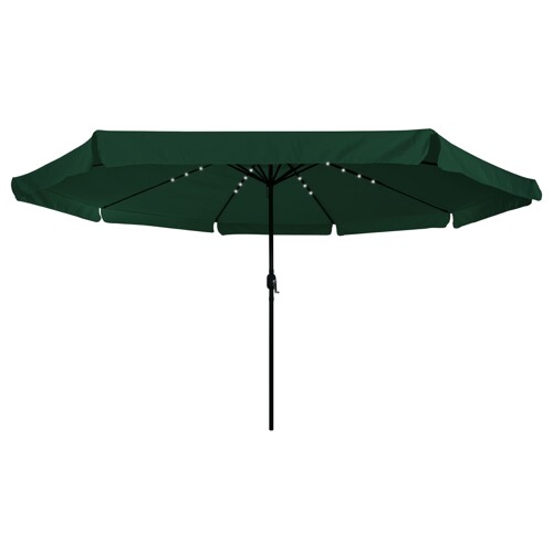 vidaXL Vrtni suncobran s LED svjetlima ø395x245 cm Zelena
