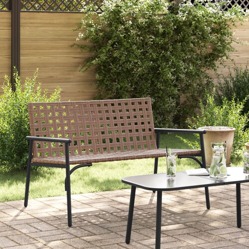 vidaXL Vrtna Klupa Crna 113x79x75 cm Poli Ratan