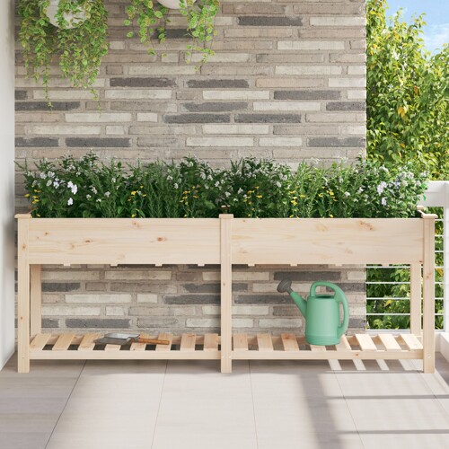 vidaXL Vrtni Sadič s Policom 203x53x76 cm Čvrsto Drvo Smreke