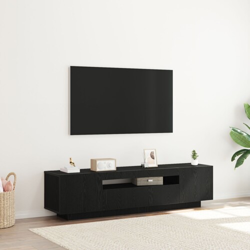 vidaXL TV ormarić s LED lampama, crni hrast, 160x35x40 cm, izrađen od drva